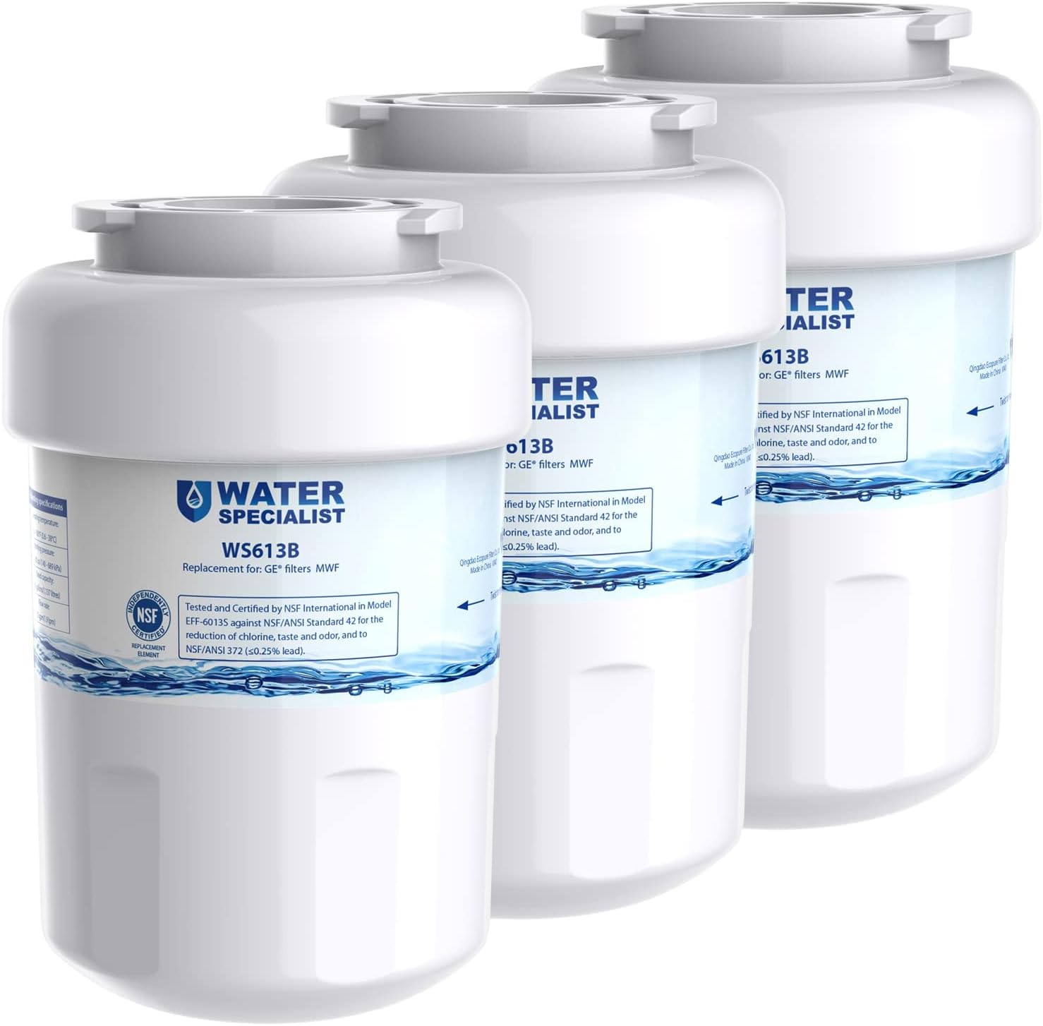 WS613B Replacement for MWF®, SmartWater® MWFP, MWFA, GWF, HDX FMG-1, WFC1201, GSE25GSHECSS, PC75009, RWF1060, Kenmore® 9991 Refrigerator Water Filter, 3 Filters