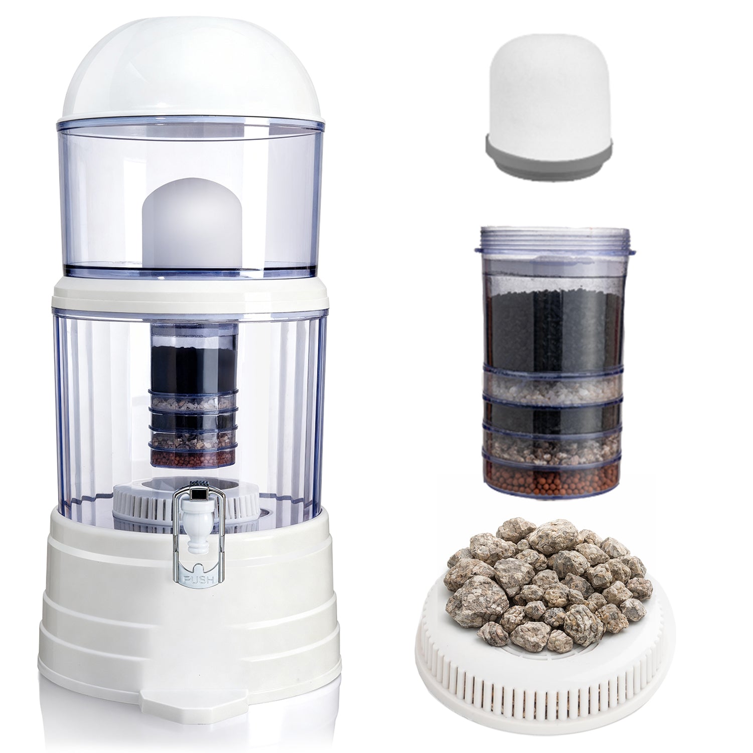 置き型浄水器 8層ろ過 多層式フィルターカートリッジ付き ろ過カートリッジ 断水時対応 ミネラルウォーター生成 日常使い 災害対策 非常用 日常兼用